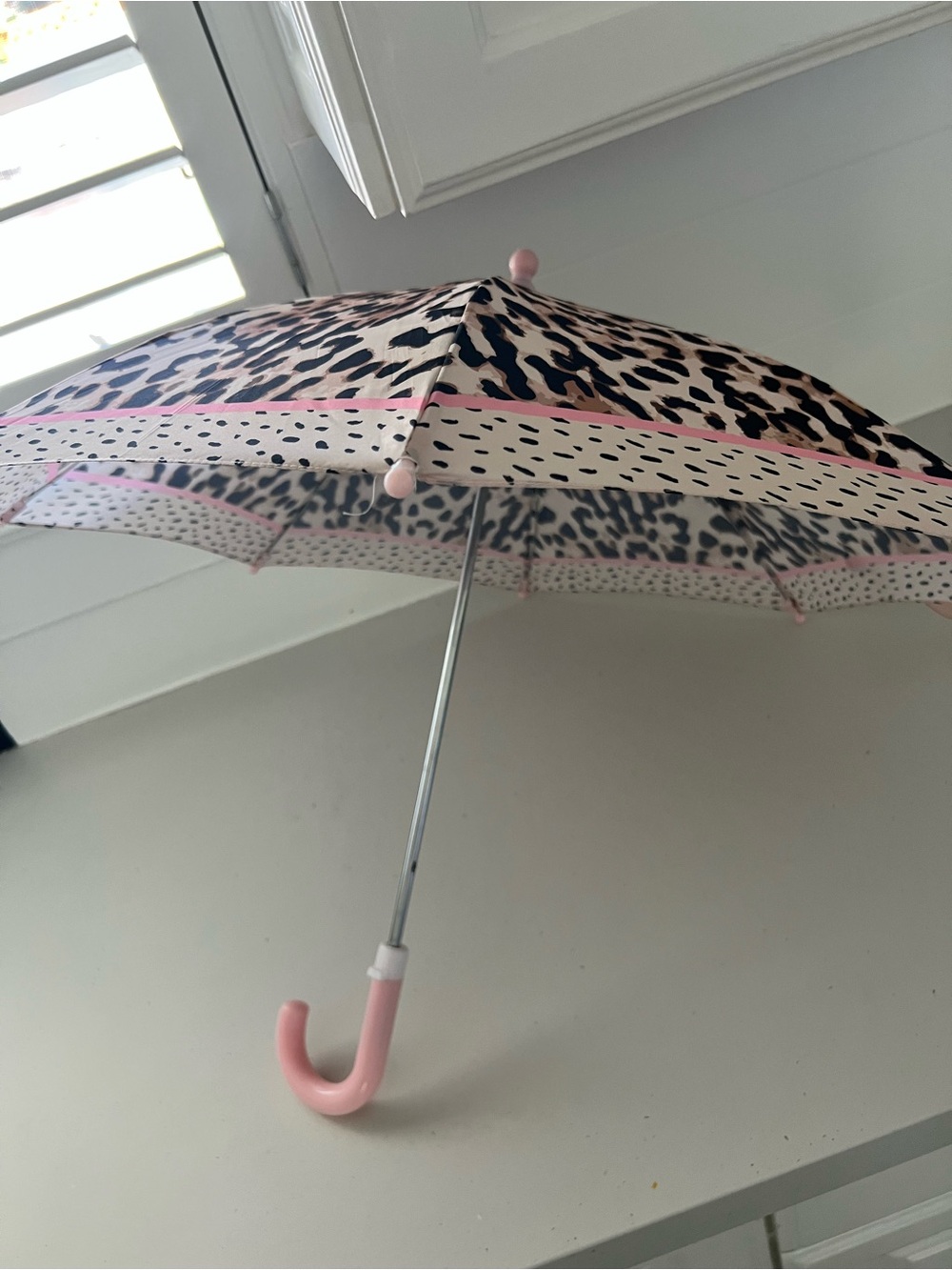Stephen Joseph Leopard Print Kids Umbrella Pink & Brown Animal Print
